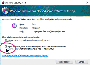 Windows Security Alert for LetsVPN