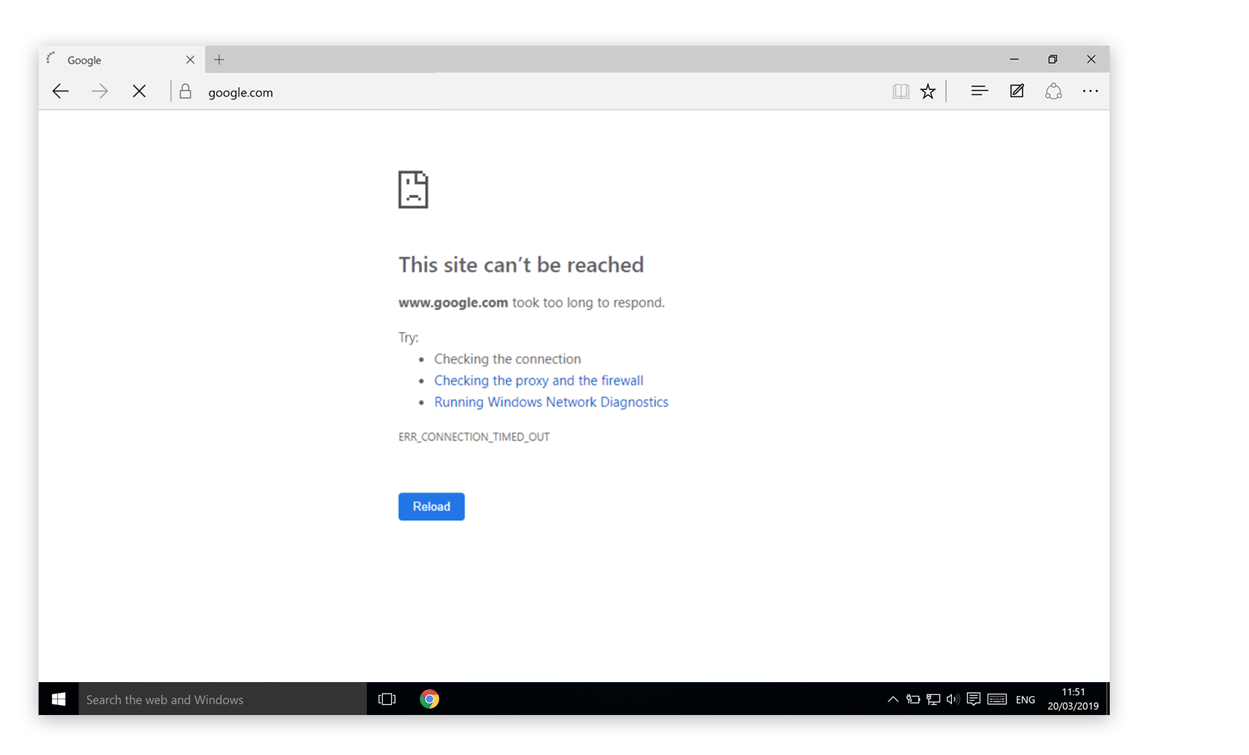 Browser cannot reach site error