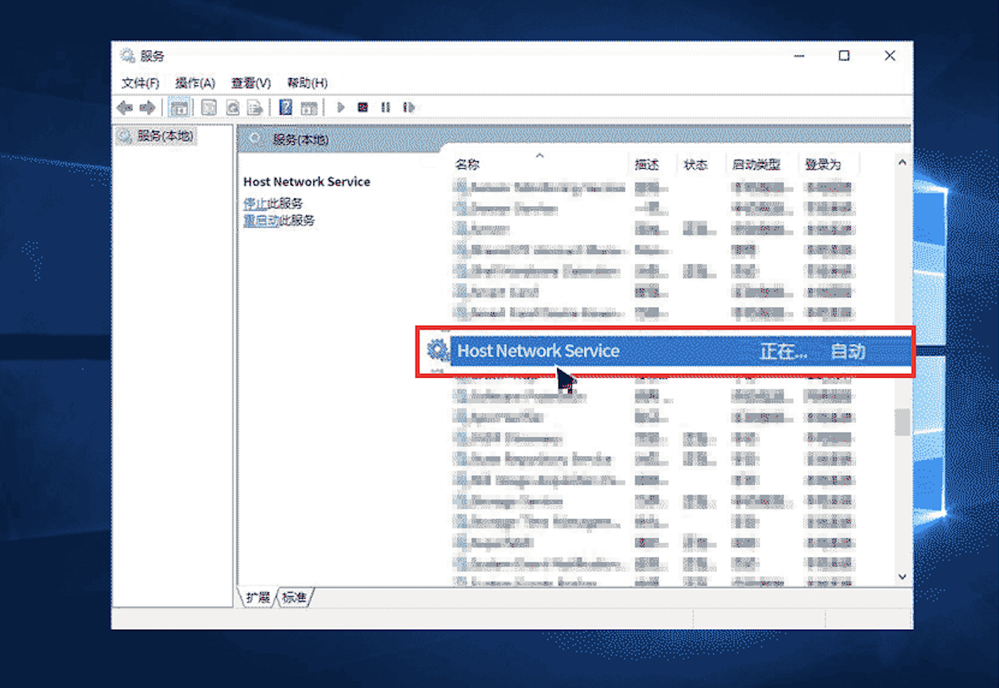 找到Host Network Service
