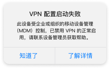 VPN 配置启动失败提示