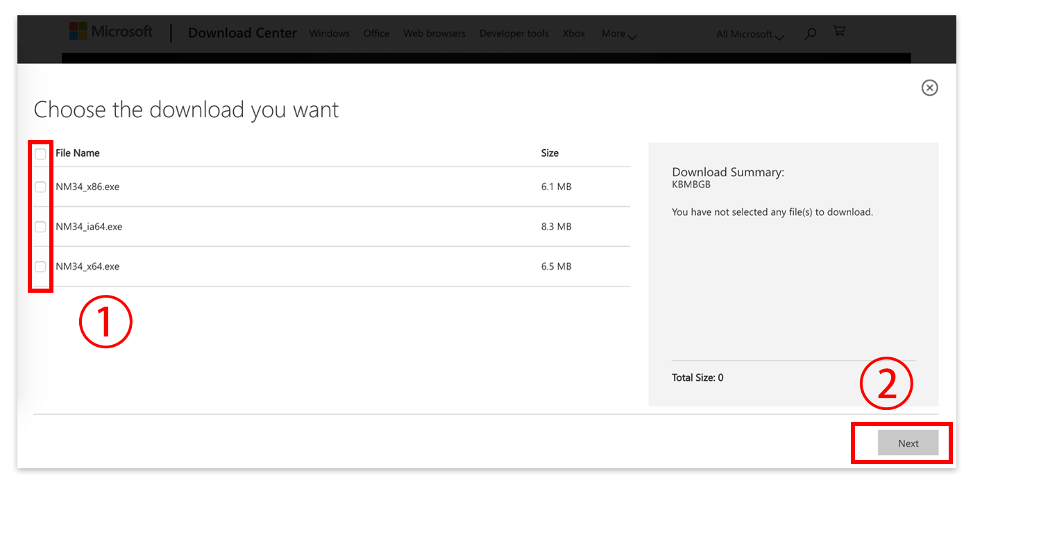 Select download version