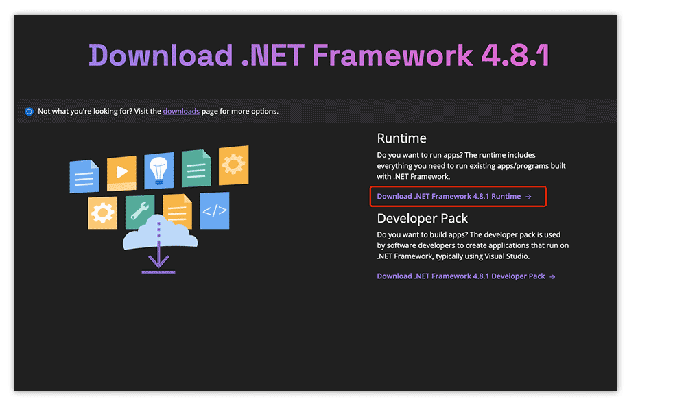 Download .NET Framework page